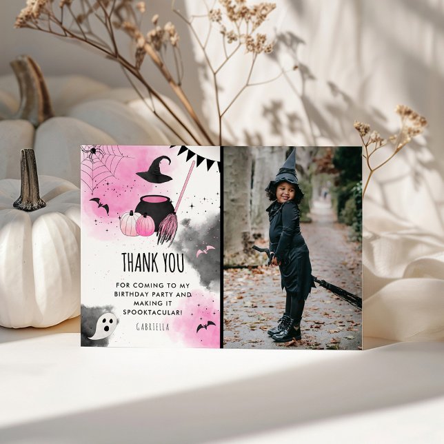 Carte De Remerciements Jolies Filles Spooktacular Anniversaire de Hallowe (Créateur téléchargé)