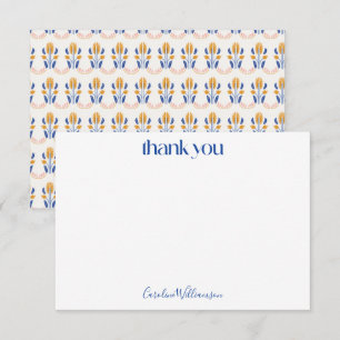Carte De Remerciements Jolies fleurs folk scandinaves en bleu pour Baby S