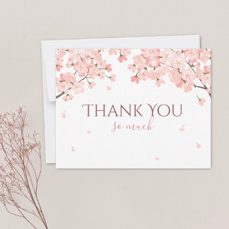 Carte De Remerciements Jolies fleurs roses de printemps Sakura Cerisiers 