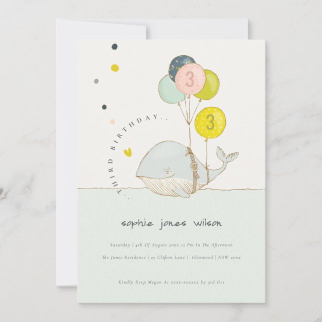 Carte De Remerciements Jote Balloon sous-marin baleine Anniversaire de en (Devant)