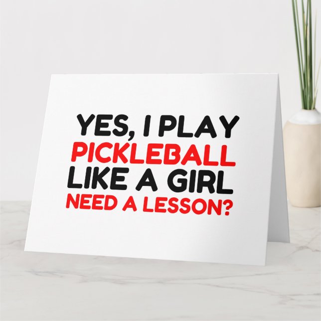 CARTE DE REMERCIEMENTS JOUER AU PICKLEBALL COMME UNE FILLE A BESOIN D'UNE (Devant)