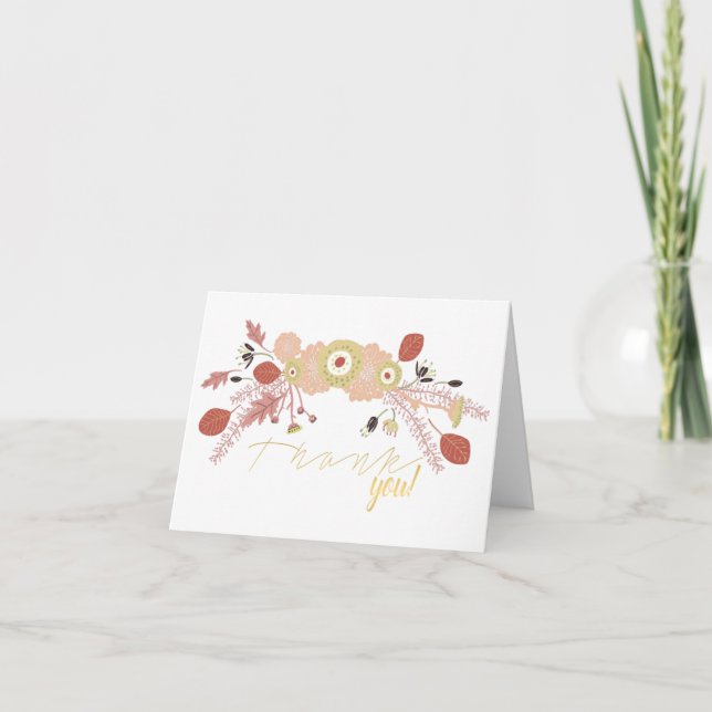 Carte De Remerciements Jouer Pêche Vert Fleurs Illustrées (Devant)