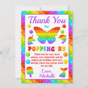 Carte De Remerciements Jouet anti-stress Pop It arc-en-ciel pour annivers