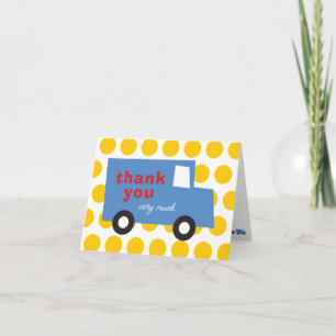 Carte De Remerciements Jouets de garçon amusants & Camion bleu mignon Poi