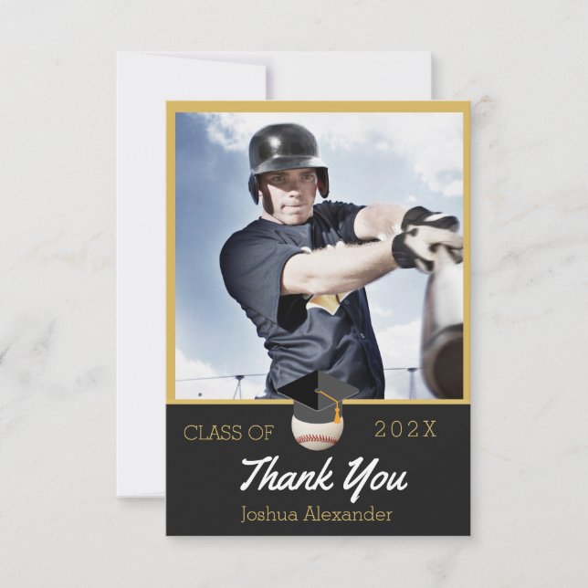 Carte De Remerciements Joueur de baseball Photo moderne de remise des dip (Devant)