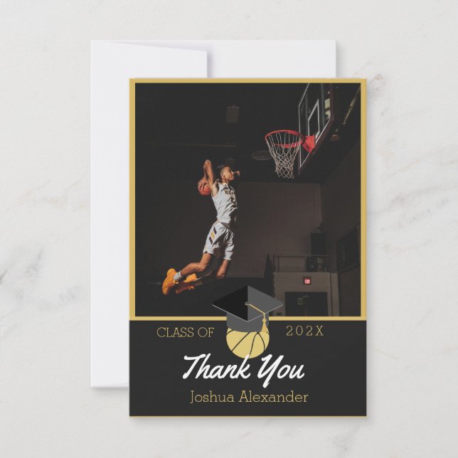 Carte De Remerciements Joueur de basketball Photo moderne remise des dipl (Devant)