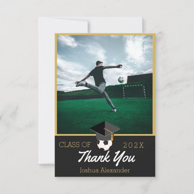 Carte De Remerciements Joueur de football Photo moderne de la promotion d (Devant)