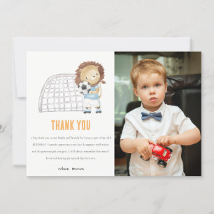 Carte De Remerciements Joueur de football sportif Lion Photo Anniversaire