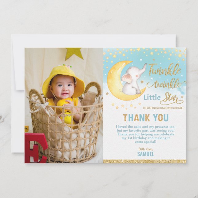 Carte De Remerciements Joueur de la fête d'anniversaire de Twinkle Little (Devant)