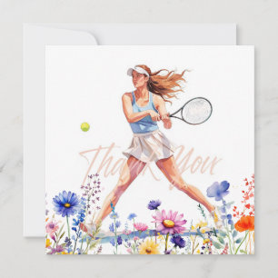 Carte De Remerciements Joueuse de tennis joue au tennis