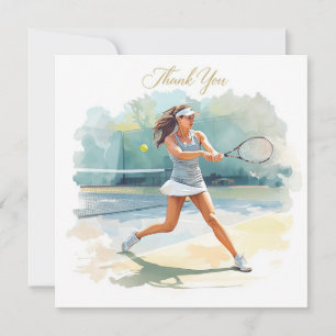 Carte De Remerciements Joueuse de tennis joue au tennis