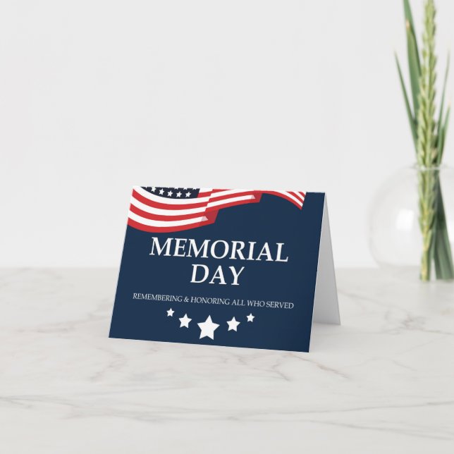 Carte De Remerciements Jour commémoratif, Drapeau des États-Unis (Devant)
