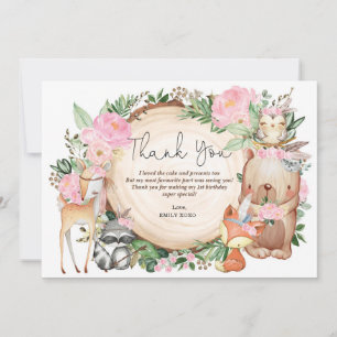 Carte De Remerciements Jour d'anniversaire de la tribu boisée de Cute Boh