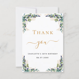 Carte De Remerciements Jour d'anniversaire eucalyptus verdure élégante