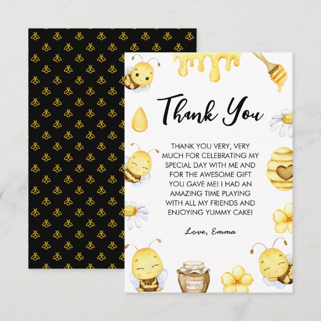 Carte De Remerciements Jour de l'abeille Anniversaire  (Devant / Derrière)