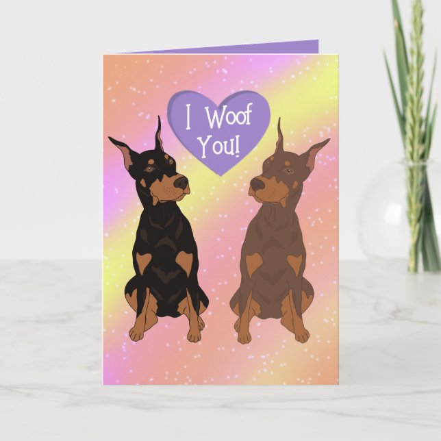 Carte De Remerciements Jour Doberman Pinscher Valentines (Devant)