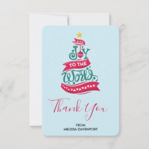 Carte De Remerciements Joy to the World Christmas Citation Typographie