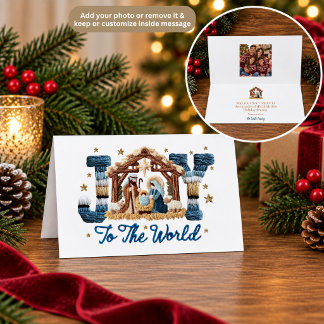 Carte De Remerciements Joy to the World Nativity Scene Christmas Card