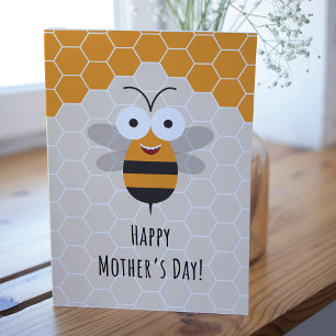 Carte De Remerciements Joyeuse Fête des Mères Miel de Abeille Chérie Nid 
