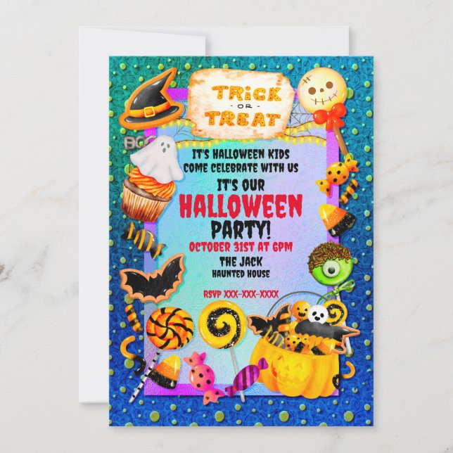 Carte De Remerciements Joyeuse fête d'Halloween remplie de ruse-ou-gâteau (Devant)