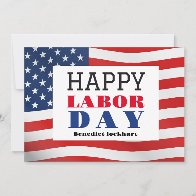 Carte De Remerciements Joyeuse fête du Travail drapeau patriotique USA (Devant)