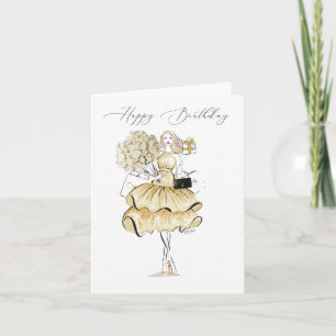 Carte De Remerciements Joyeuse illustration de mode d'anniversaire en or