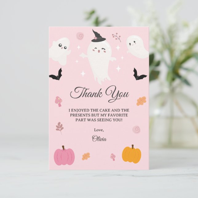 Carte De Remerciements Joyeuse Journée de la Boo | Fête éffrayante de la  (Debout devant)