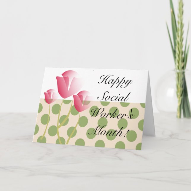Carte De Remerciements Joyeuse Tulipes du mois des travailleurs sociaux I (Devant)