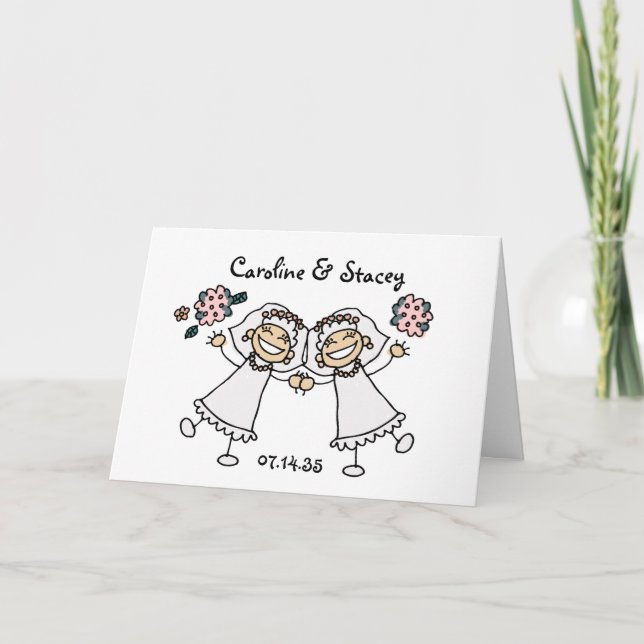 Carte De Remerciements Joyeuses mariées Personnalisé Gay Lesbian Mariage (Devant)