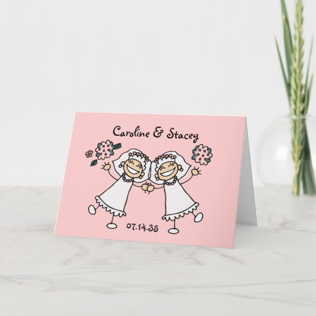 Carte De Remerciements Joyeuses mariées Personnalisé Gay Lesbian Mariage (Devant)