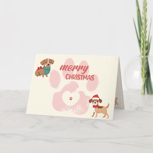 Carte De Remerciements Joyeux Amoureux des chiens de Noël - Personnalisé (Devant)