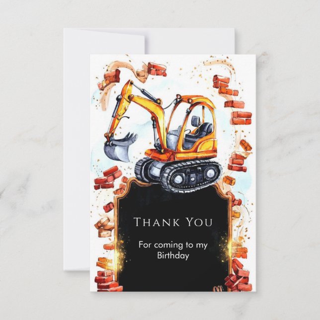 Carte De Remerciements Joyeux Anniversaire Construction Simple Mignonne (Devant)