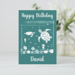 Carte De Remerciements Joyeux anniversaire Cool bleu sous l'océan