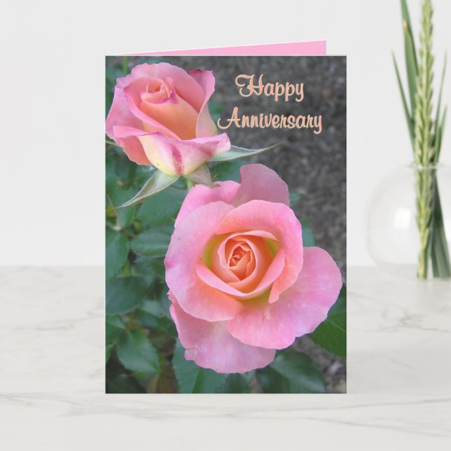 Carte De Remerciements Joyeux anniversaire/deux roses roses roses/carte a (Devant)