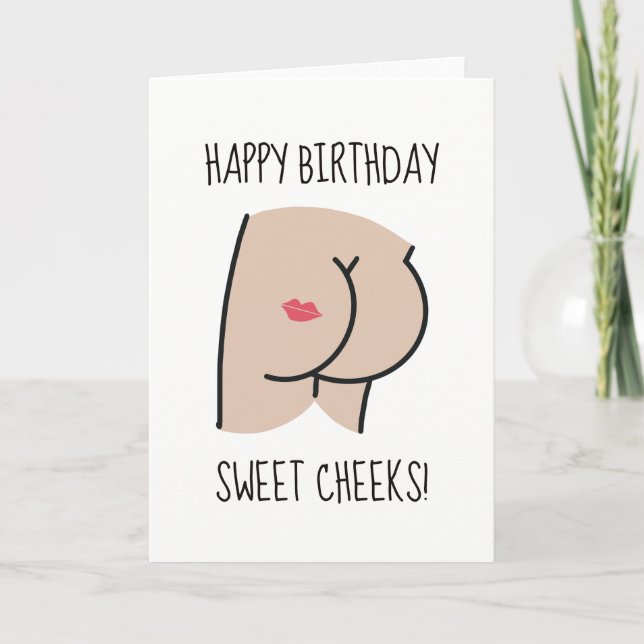 Carte De Remerciements Joyeux Anniversaire Doux Cheeks Funny Birthday Car (Devant)
