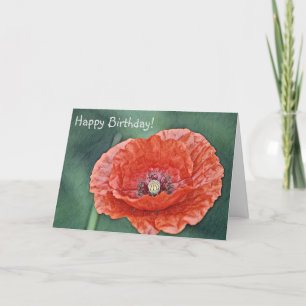 Carte De Remerciements Joyeux Anniversaire du Pavot rouge