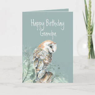 Carte De Remerciements Joyeux anniversaire grand-père Barn Owl