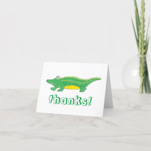 Carte De Remerciements Joyeux Anniversaire Jaune Alligator Vert Crocodile
