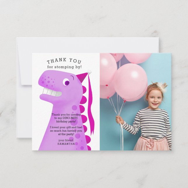 Carte De Remerciements Joyeux Anniversaire Photo de fête avec un joli din (Devant)