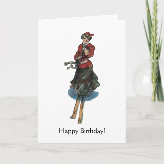 Carte De Remerciements Joyeux Anniversaire Pour Un Skieur De Femme Zazzle Ca