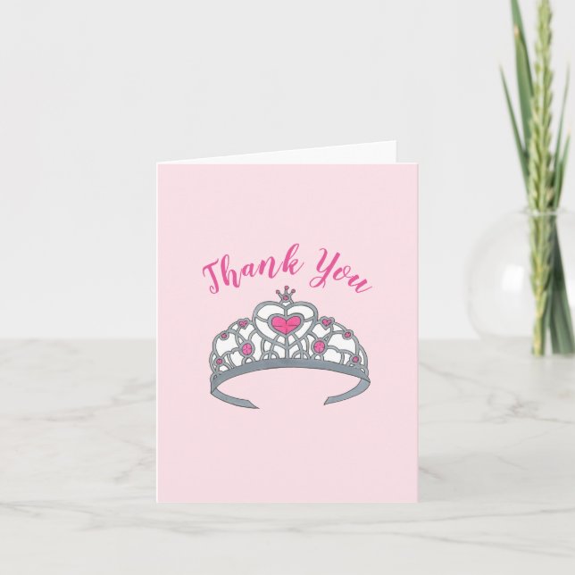 Carte De Remerciements Joyeux Anniversaire Rose Princesse Tiara Crown (Devant)