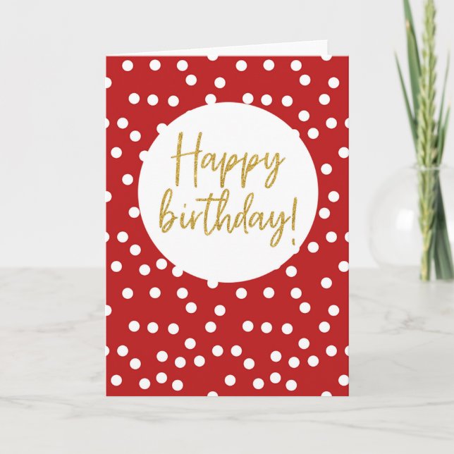 Carte De Remerciements Joyeux Anniversaire Rouge Polkadot Parties scintil (Devant)