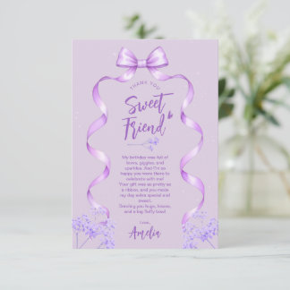 Carte De Remerciements Joyeux Anniversaire Ruban Violet