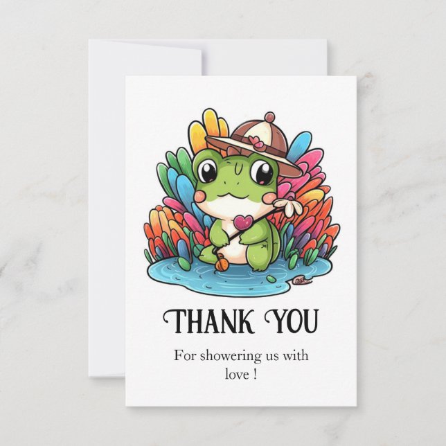 Carte De Remerciements Joyeux Baby shower de grenouille (Devant)