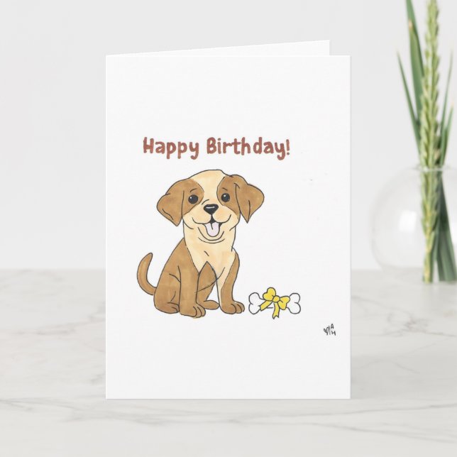 Carte De Remerciements Joyeux Birthday Chien and Bone Card (Devant)