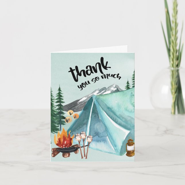 Carte De Remerciements Joyeux Camper Anniversaire Tente de Camping (Devant)