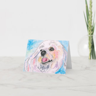 Carte De Remerciements Joyeux chien blanc, art original, aquarelle