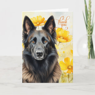 Carte De Remerciements Joyeux Chien Tervuren Belge Poppies d'or