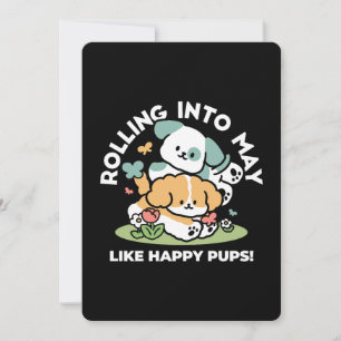 Carte De Remerciements Joyeux Chiots Arrivés En Mai - Kawaii Dog Art