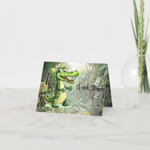 Carte De Remerciements Joyeux Crocodile sauvage arbres de la jungle belle